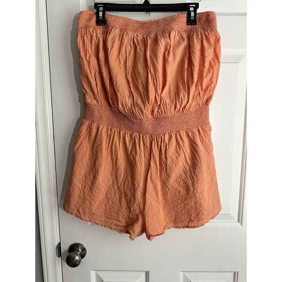 Lovers & Friends Olympia Romper in Peach Size L Vacation Cotton Beach - Picture 2 of 5